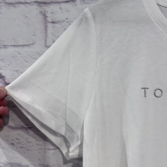 Tommy Hilfiger Size Medium Shirt White Casual Logo Cotton Short Sleeve T-Shirt - Picture 5 of 9